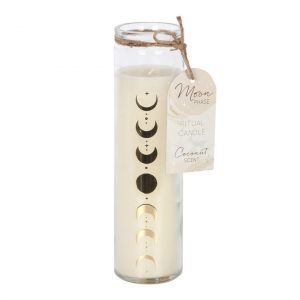White Moon Phase Coconut Tube Candle