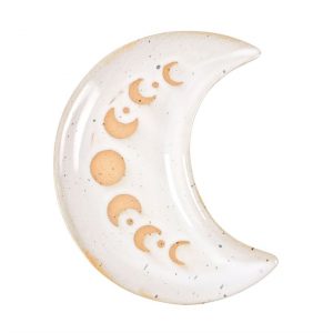 White Moon Phase Crescent Ceramic 12cm Trinket Tray