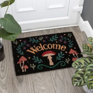 Mushroom Welcome Black Doormat