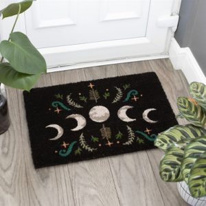 Dark Forest Moon Phase Black Doormat