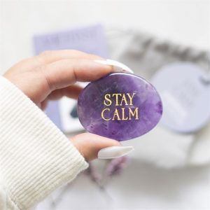 Amethyst Crystal Stay Calm Palm Stone