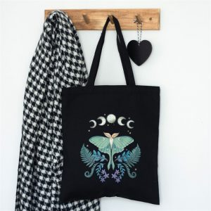 Midnight Luna Moth Polycotton Tote Bag