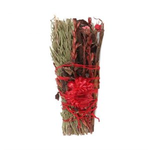 Ritual Wand 6in Smudge Stick with Rosemary and Red Flowers