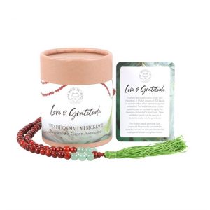 Aventurine & Rosewood Love and Gratitude Mallah Necklace