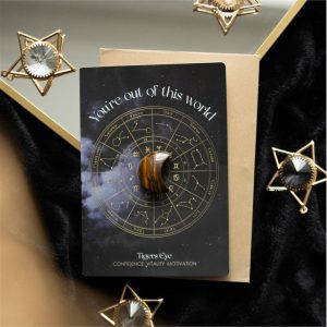 Tigers Eye Out Of This World Crystal Moon Greeting Card