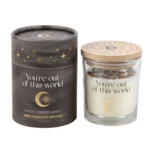 Tigers Eye Crystal Chips in Vanilla Stardust Candle
