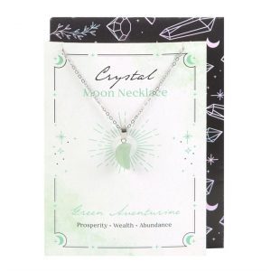 Aventurine Crystal Moon Necklace on Greeting Card