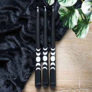 Black Magic Moon Phase Set of 3 Taper Candles