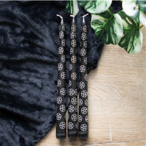 Black Magic Pentagram Set of 3 Taper Candles