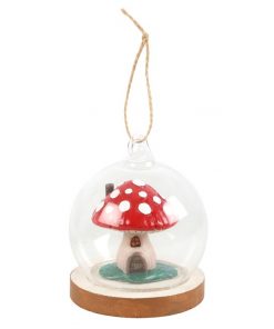 Mushroom House Glass Dome Hanging Decoration