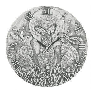 Moon Shadows Silver Effect Terracotta Clock by Lisa Parker