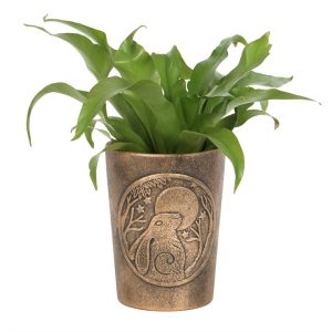 Moon Gazing Hares Bronze Terracotta Plant Pot by Lisa Parker