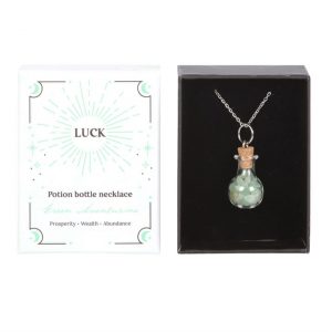 Aventurine Crystal Chip Luck Potion Bottle Necklace