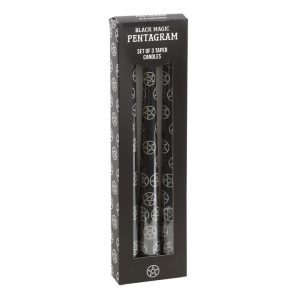 Black Magic Pentagram Set of 3 Taper Candles