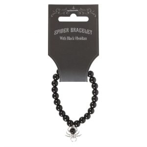 Black Obsidian Spider Beaded Bracelet