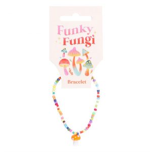 Orange Glass Mushroom Beaded Charm Bracelet