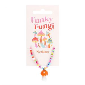 Orange Glass Mushroom Beaded Pendant Necklace