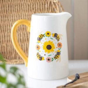 Sunflower and Summer Bee Ceramic Flower Jug
