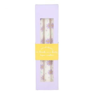 Purple Daisy Set of 3 Taper Candles