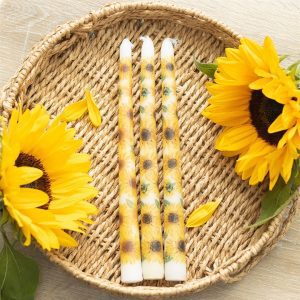 Sunflower Set of 3 Taper Candles