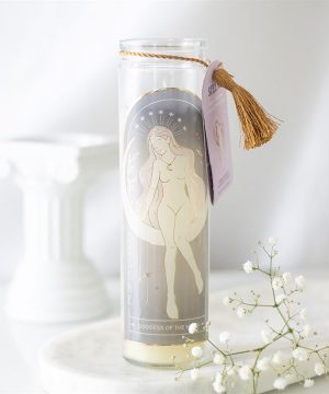 Selene Goddess Tube Candle with Amethyst Crystals