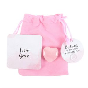 Rose Quartz Crystal I Love You Heart in a Bag