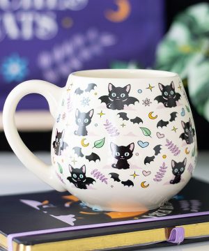 Cute and Creepy Cat Print Rounded Mug