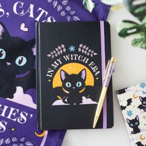 Cute and Creep Bat Cat A5 Notebook with Amethyst Pen