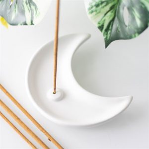 Crescent Moon White Incense Stick Holder