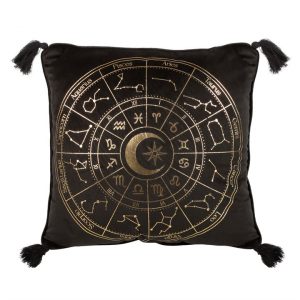 Astrology Wheel Black 35cm Square Cushion