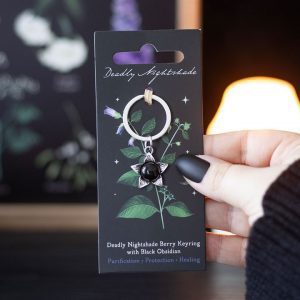 Deadly Nightshade Keyring with Black Obsidian