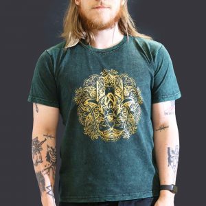 Hand of Hamsa Green Stone Washed T-Shirt - Large