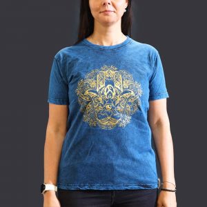 Hand of Hamsa Blue Stone Washed T-Shirt - X-Large