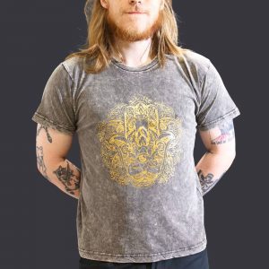 Hand of Hamsa Dark Grey Stone Washed T-Shirt - Large