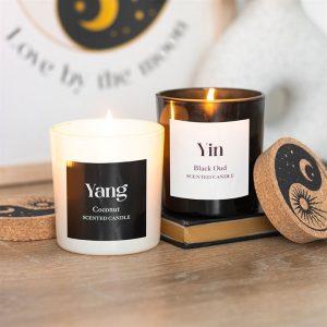 Yin Yang Set of 2 Black Oud and Coconut Candles