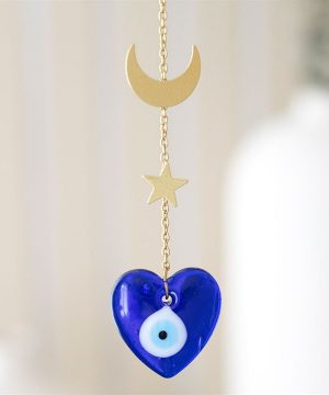All Seeing Eye Glass Heart Hanging Decoration