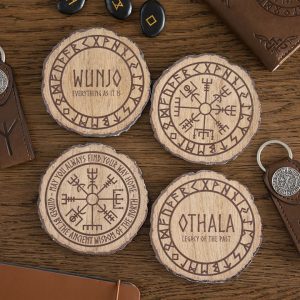 Norse Mythology Set of 4 Wood Slice Coasters