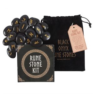 Black Onyx Set of 25 Viking Rune Stones