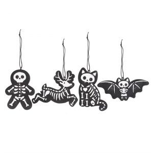 Black Creepy Set of 4 Skeleton Cookie Ornaments