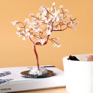 Clear Quartz Large Gemstone Tree on Black Agate Base (100 stones)