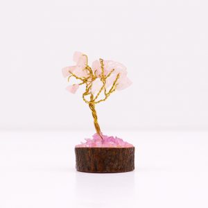 Rose Quartz Mini Gemstone Tree On Wood Base (15 stones)