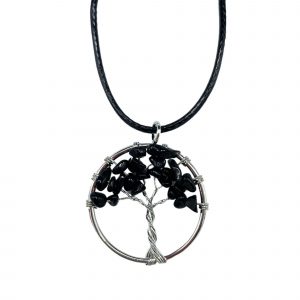 black agate tree of life pendant