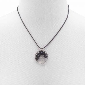 black agate tree of life pendant