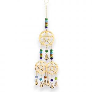 Brass Tri-Pentagram with 7 Bells Indian Chimes